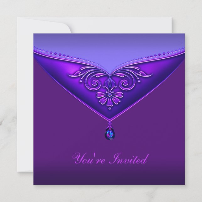 Modelo de convite de festa de ocasião roxo (Frente)