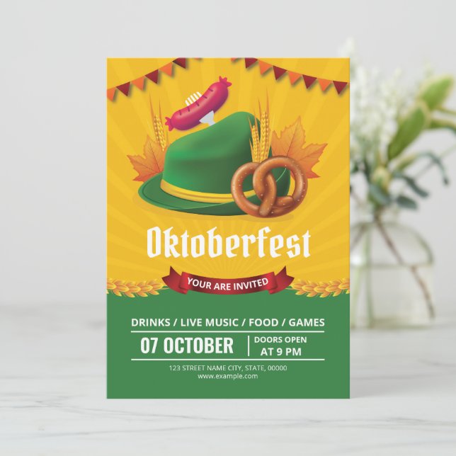 Modelo de Convite de Festa de Oktoberfest (Em pé/Frente)