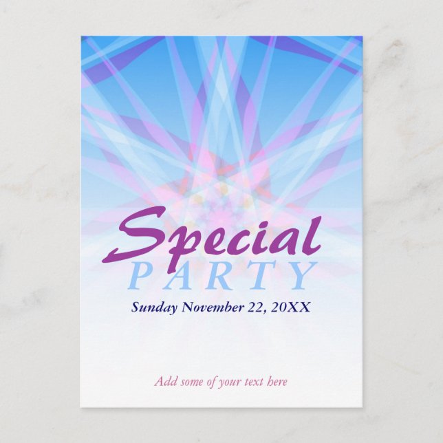 Modelo de convite de festa especial em postal (Frente)