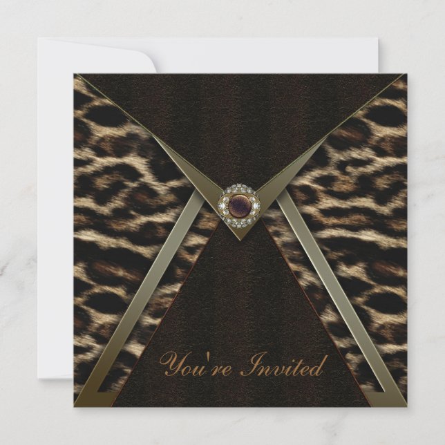 Modelo de Convite de Festa Leopardo (Frente)