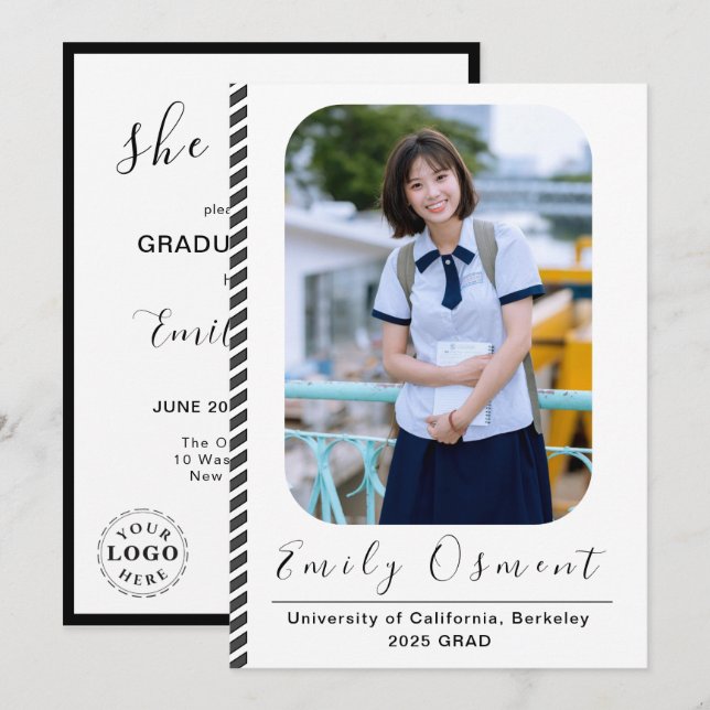 Modelo de Convite de Formatura Atraente e Elegante (Frente/Verso)