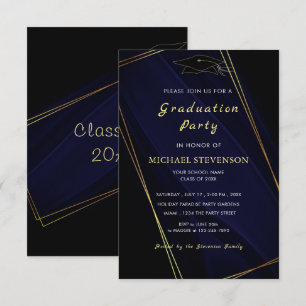Modelo de Convite de Formatura em Preto e Dourado