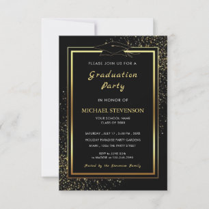 Modelo de Convite de Formatura Glitter Ouro Preto