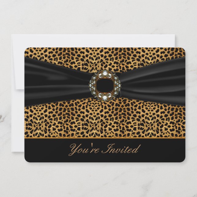 Modelo de convite de leopardo preto para todas as  (Frente)