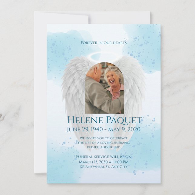 Modelo de Convite de Memorial – Design Anjo (Frente)
