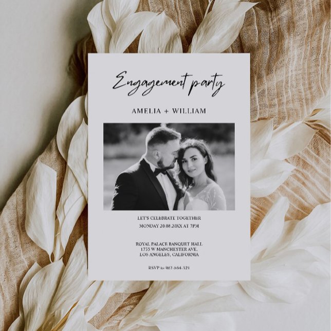 Modelo de convite de noivado com foto minimalista (Minimalist Photo Engagement Invitation Template)