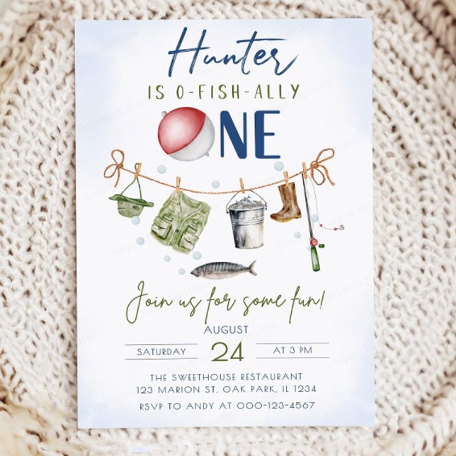 Modelo de Convite de Primeiro Aniversário de Pesca (Criador carregado)