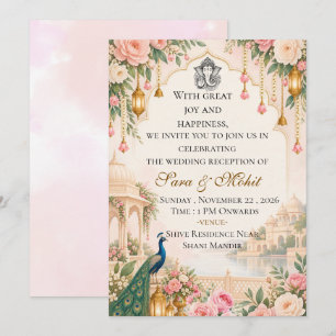 Modelo de Convite de Recepção de Casamento Indiano