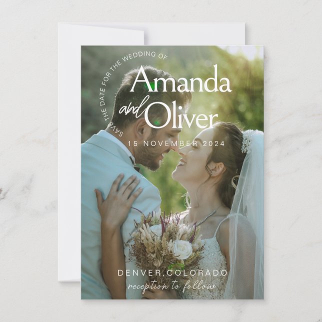 Modelo de Convite de Save the Date Minimalista  (Frente)