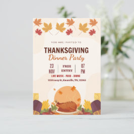 Modelo de Convite jante de Ação de Graças (Editáve