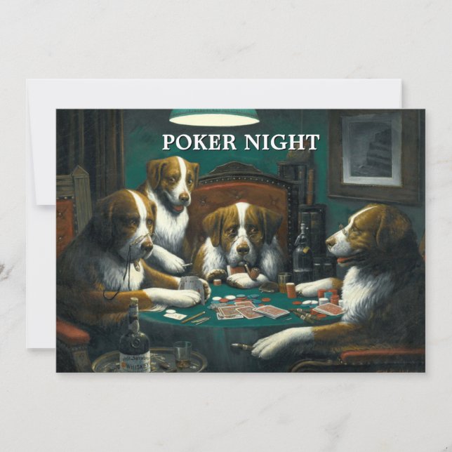 Modelo de Convite Noturno para Jogo de Poker Vinta (Frente)