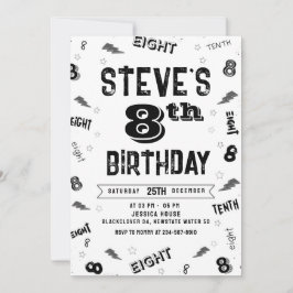 modelo de Convite Número da Festa de aniversário 8