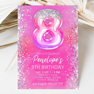 Modelo de Convite para Aniversário, Rosa Editável