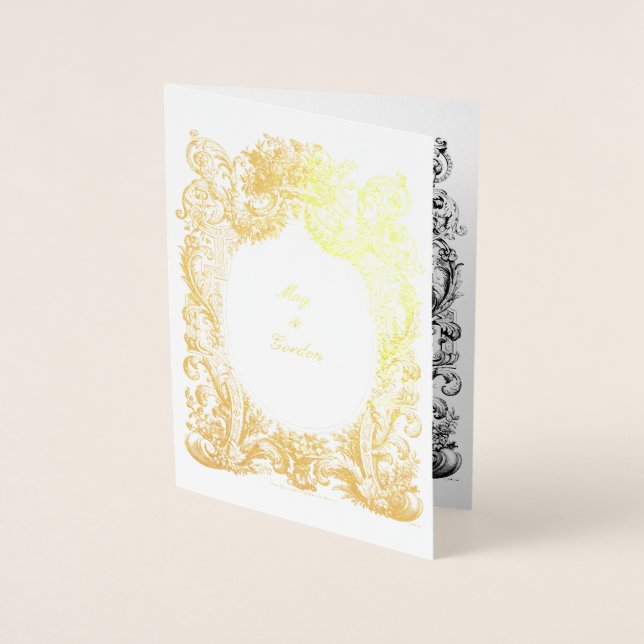 Modelo de Convite para Casamento Barroco Rococo (Frente)