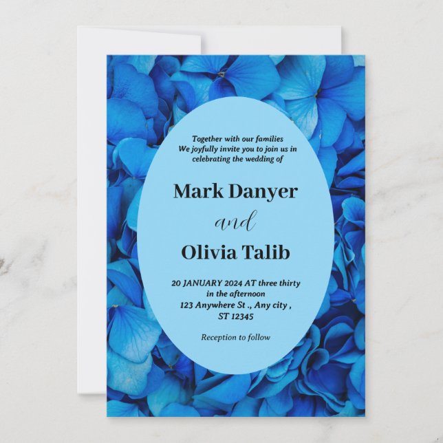 Modelo de Convite para Casamento de Conselho Azul  (Frente)