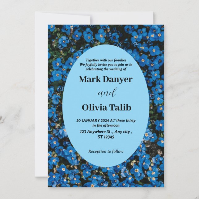 Modelo de Convite para Casamento de Conselho Azul  (Frente)