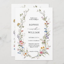 Modelo de Convite para Casamento de Flores Selvage