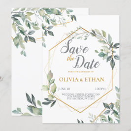 Modelo de Convite para Casamento de Folhas Verdes 