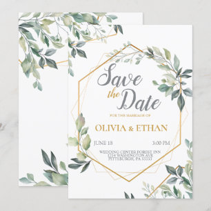 Modelo de Convite para Casamento de Folhas Verdes