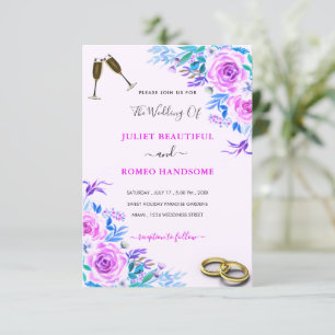 Modelo de Convite para Casamento de Rosa de Aquare