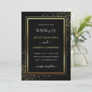 Modelo de Convite para Casamento Dourado e Preto