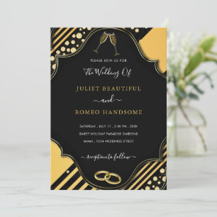 Modelo de Convite para Casamento Dourado Negro