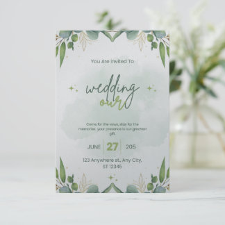 Modelo de Convite para Casamento Verde Sage editáv