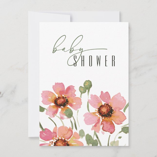 Modelo de Convite para Chá de fraldas Elegante (Frente)