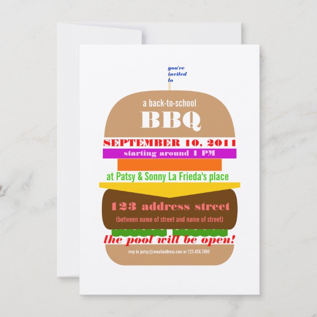 Modelo de Convite para Churrasco de Cheeseburger B (Frente)