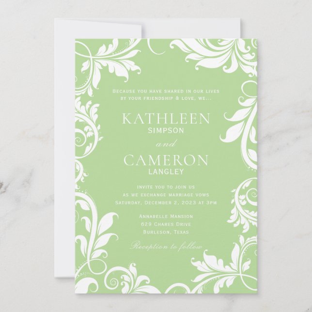 Modelo de Convite para Folhas Majestosas | Verde p (Frente)