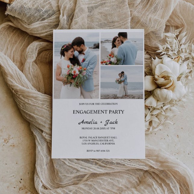 Modelo de Convite para Fotografia do Noivado de Ca (Wedding Engagement Photo Invitation Template)