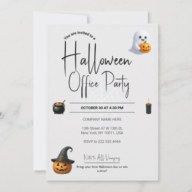 Modelo de Convite para Halloween do Office (Frente)