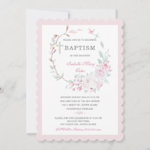 Modelo de Convite para Menina Baptism