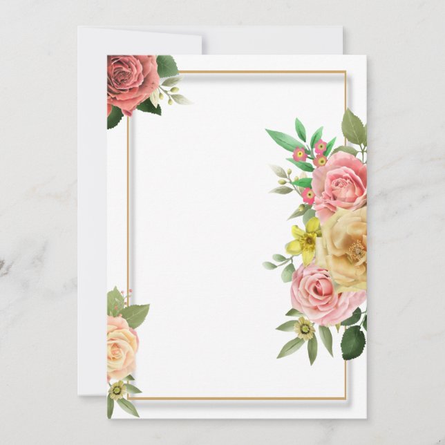 Modelo de convite para o casamento floral (Frente)