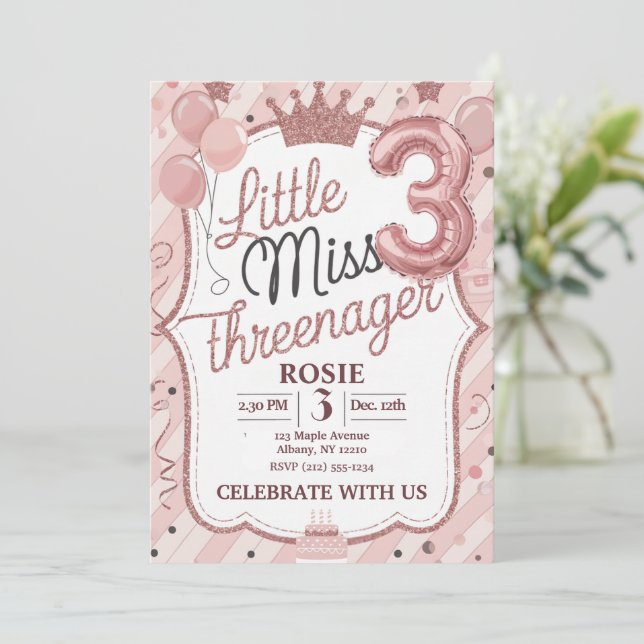 Modelo de Convite para Senhorita Threenager (Em pé/Frente)