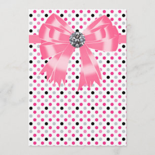 Modelo de Convite Pink Black Polka Dot