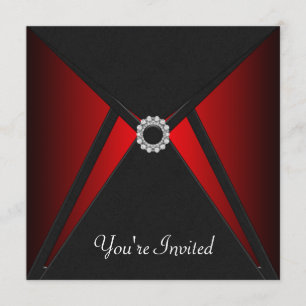 Modelo de convite preto e vermelho para todas as o