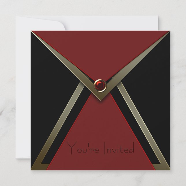 Modelo de convite preto vermelho para todas as oca (Frente)
