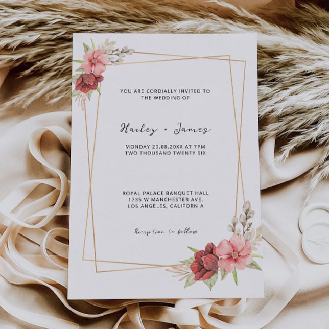 Modelo de Convite rosa (Rose Wedding Invitation Template)