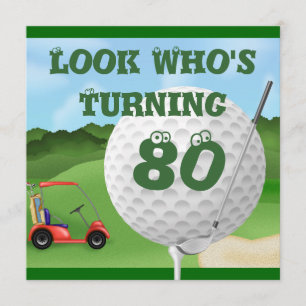 MODELO de Convites de aniversário para 80 de Golf