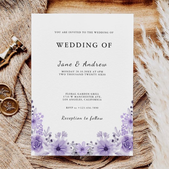 Modelo de Convites de casamento (Purple Wedding Invites Template)