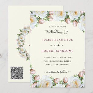 Modelo de Convites de Casamento com Rosas Brancas