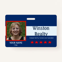 Modelo de Crachá comercial com ID de foto RWB