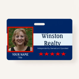 Modelo de Crachá comercial com ID de foto RWB