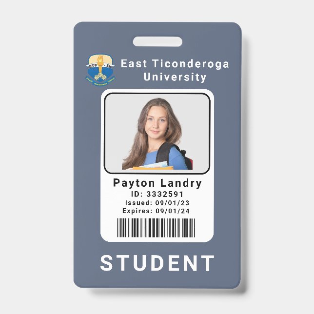 Modelo de Crachá de Identificação de Estudante Uni (Frente)
