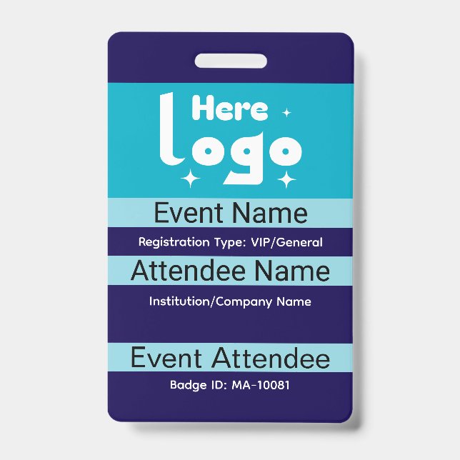 Modelo de crachá personalizável para conferência e (Frente)