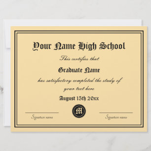 Modelo de diploma de certificado do Ensino Médio o