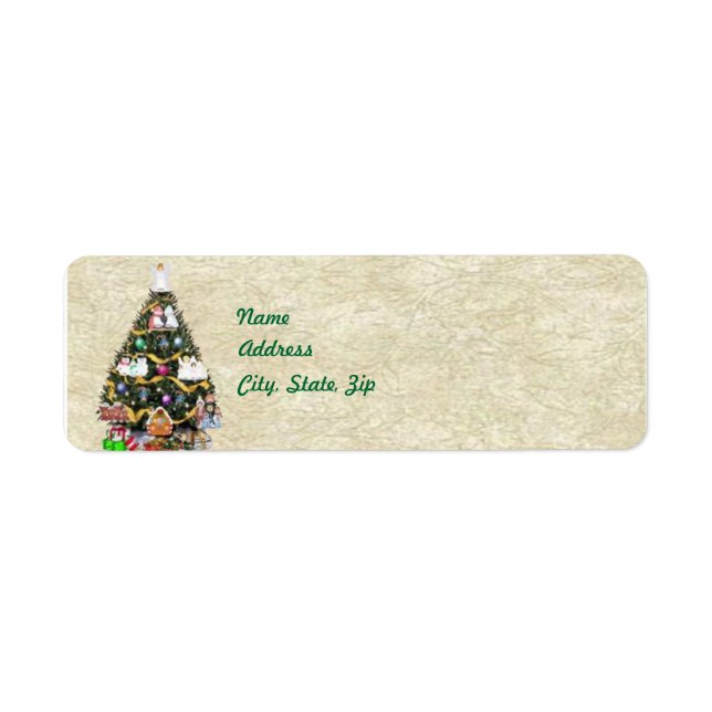 Modelo de etiqueta de endereço da árvore de Natal (Frente)