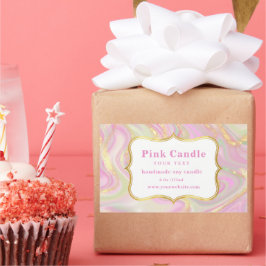 Modelo de Etiqueta de Vela Dourada em Mármore Rosa