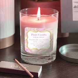 Modelo de Etiqueta de Vela em Mármore Rosa Elegant